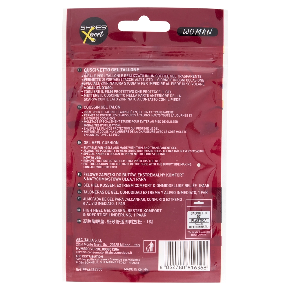 Shoes'Xpert Woman Cuscinetto Gel Tallone 1 Paio